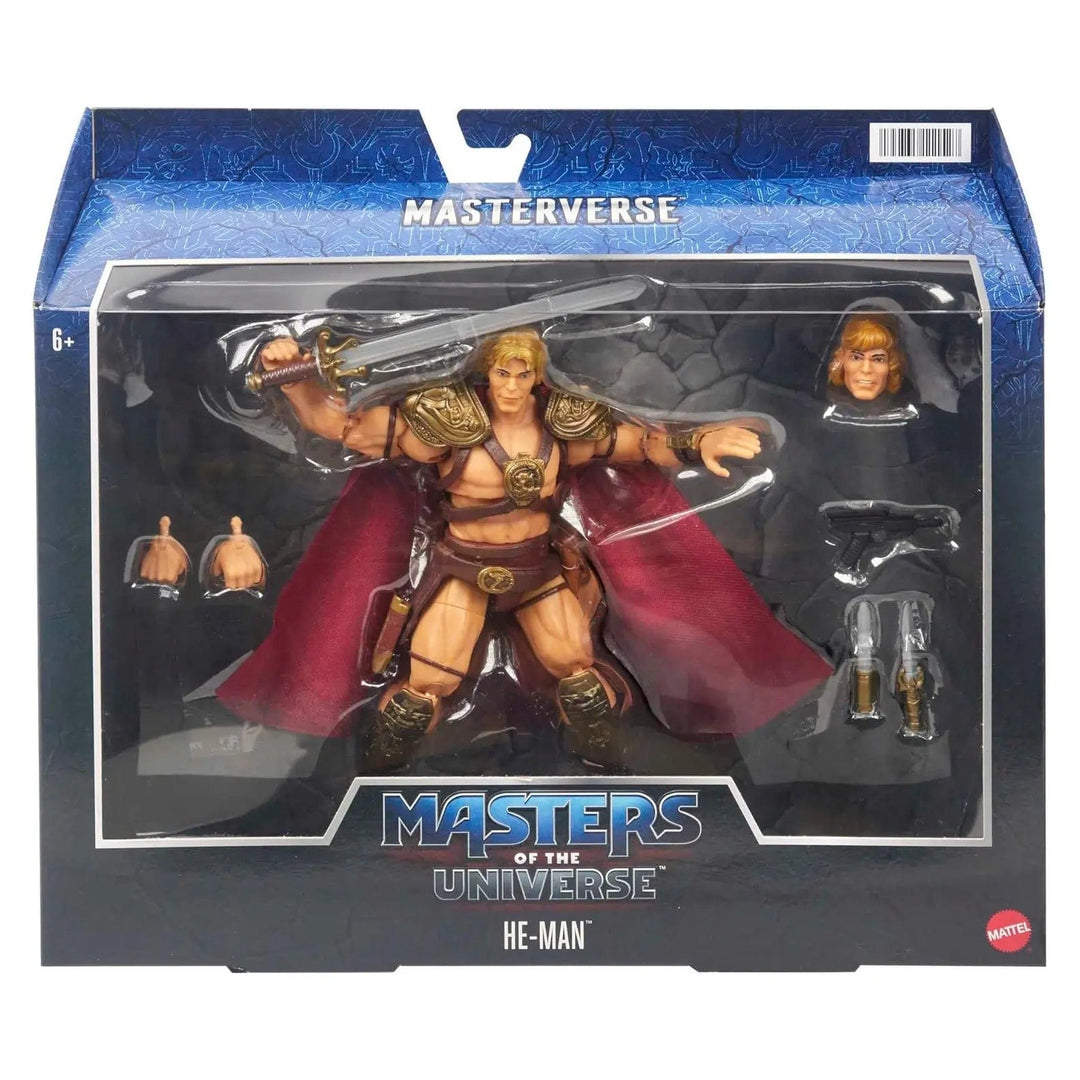 masters of the universe he-man collectible action figure in display box packaging for collectors