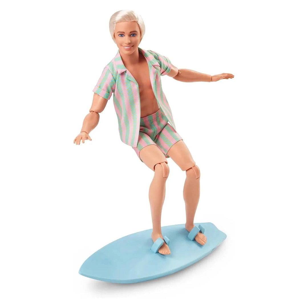 Barbie The Movie Ken doll standing on a surf board