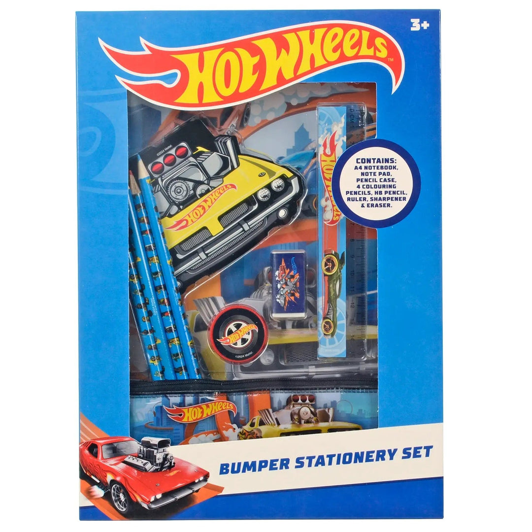 Hot Wheels Bumper Stationery Set with Notebook, note pad, pencils, ruler and lots more