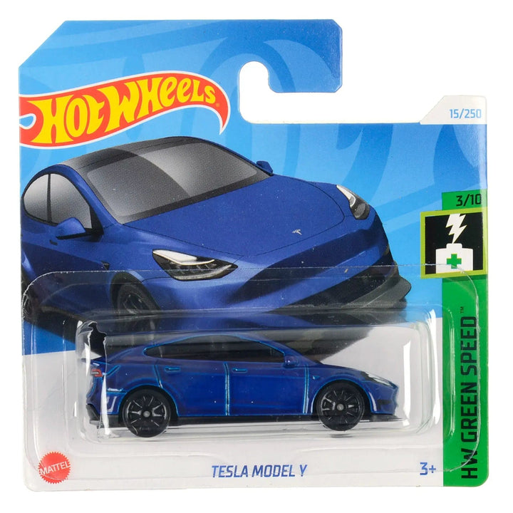 Hot Wheels Green Speed series Tesla Model Y die-cast car in collectors packaging