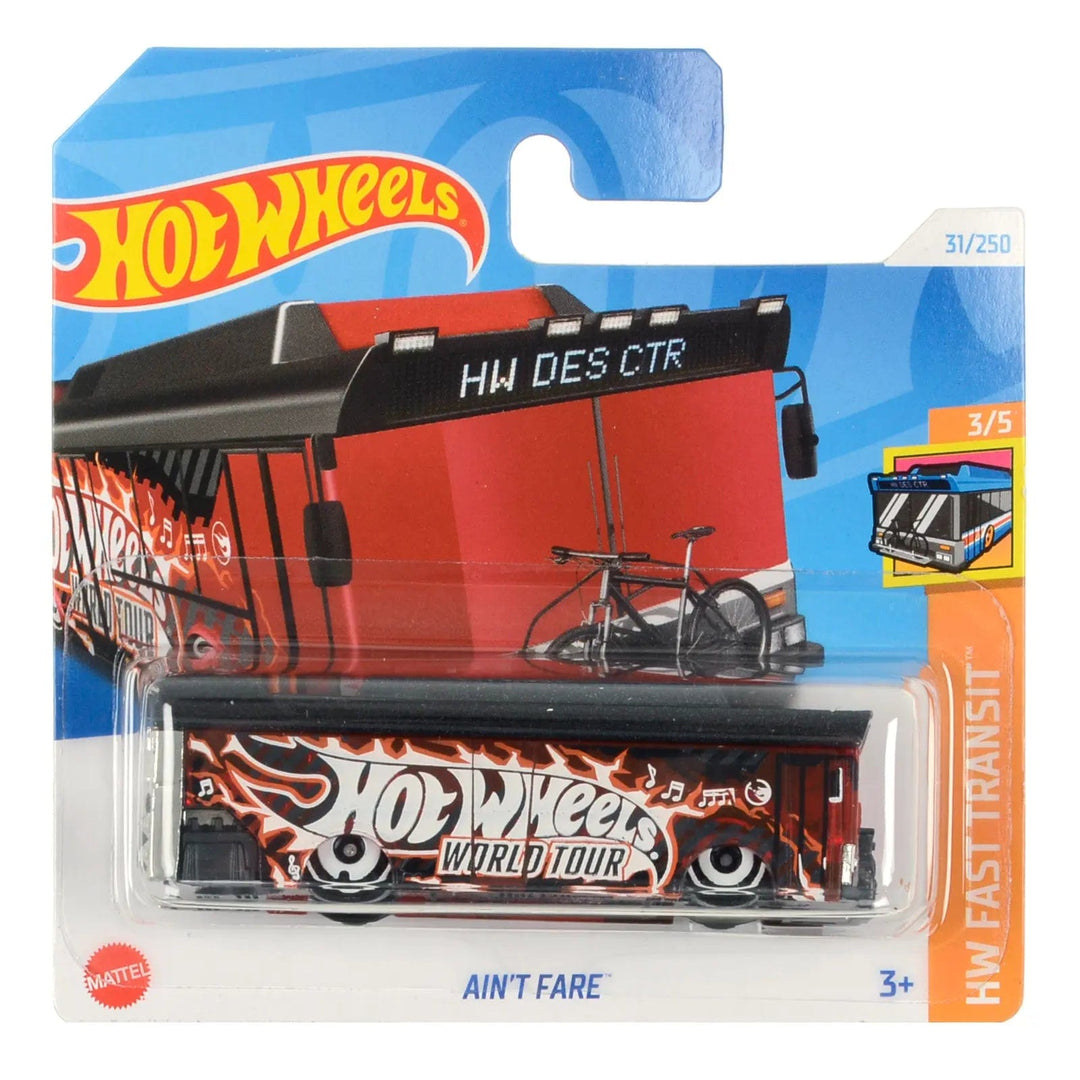 Hot Wheels World Tour bus from the Fast Transit series of die-cast vehicles