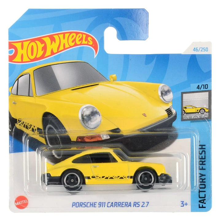 Hot Wheels Factory Fresh series yellow Porsche 911 Carrera RS 2.7 die-cast car in collectors packaging