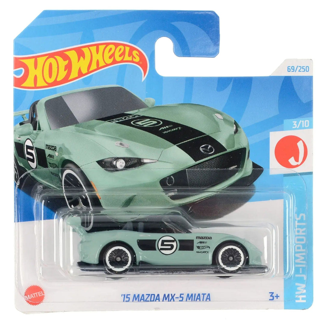 Hot Wheels J-Imports series '15 Mazda MX-5 Miata in sage green die-cast car