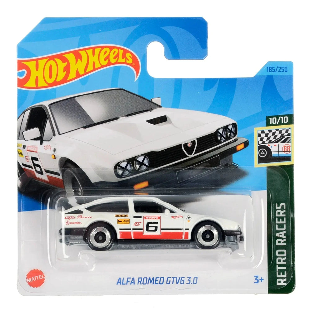 White Alfa Romeo GTV6 Hot Wheels Retro Racers die-cast car