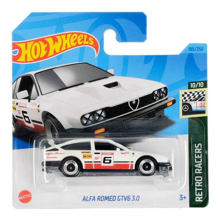 White Alfa Romeo GTV6 Hot Wheels Retro Racers die-cast car