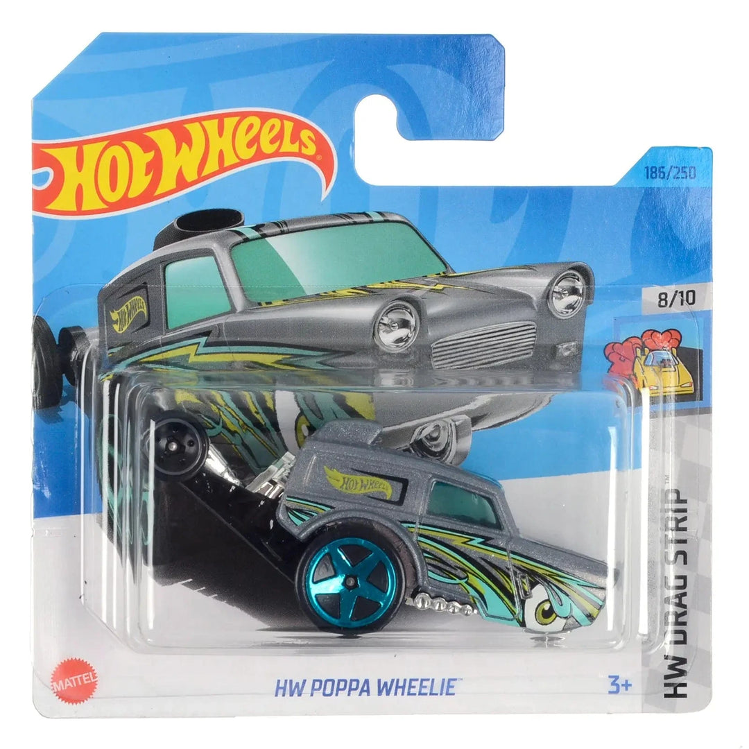 HW Poppa Wheelie Drag Strip series car in display packaging