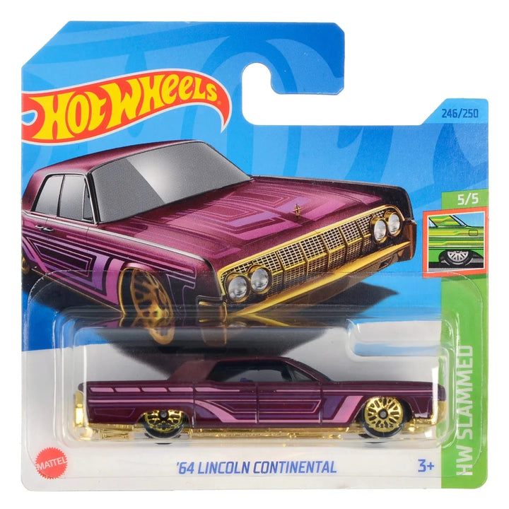 Burgundy and gold '64 Lincoln Continental Hot Wheels Slammed series die-cast car