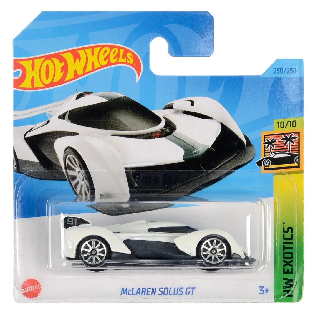 McLaren Solus GT Hot Wheels Exotics die-cast car in display packaging