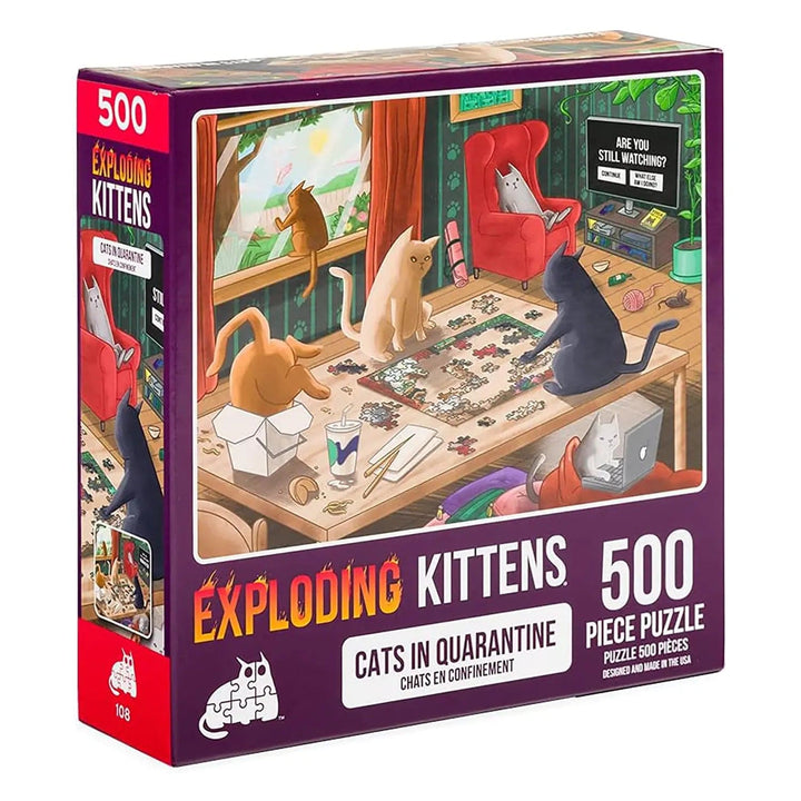 Exploding Kittens 500 piece jigsaw puzzle, Cats in Quarantine Design