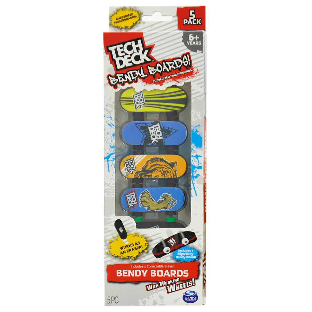 Pack Of 5 Tech Deck Bendy Boards Finger Skateboard Eraser