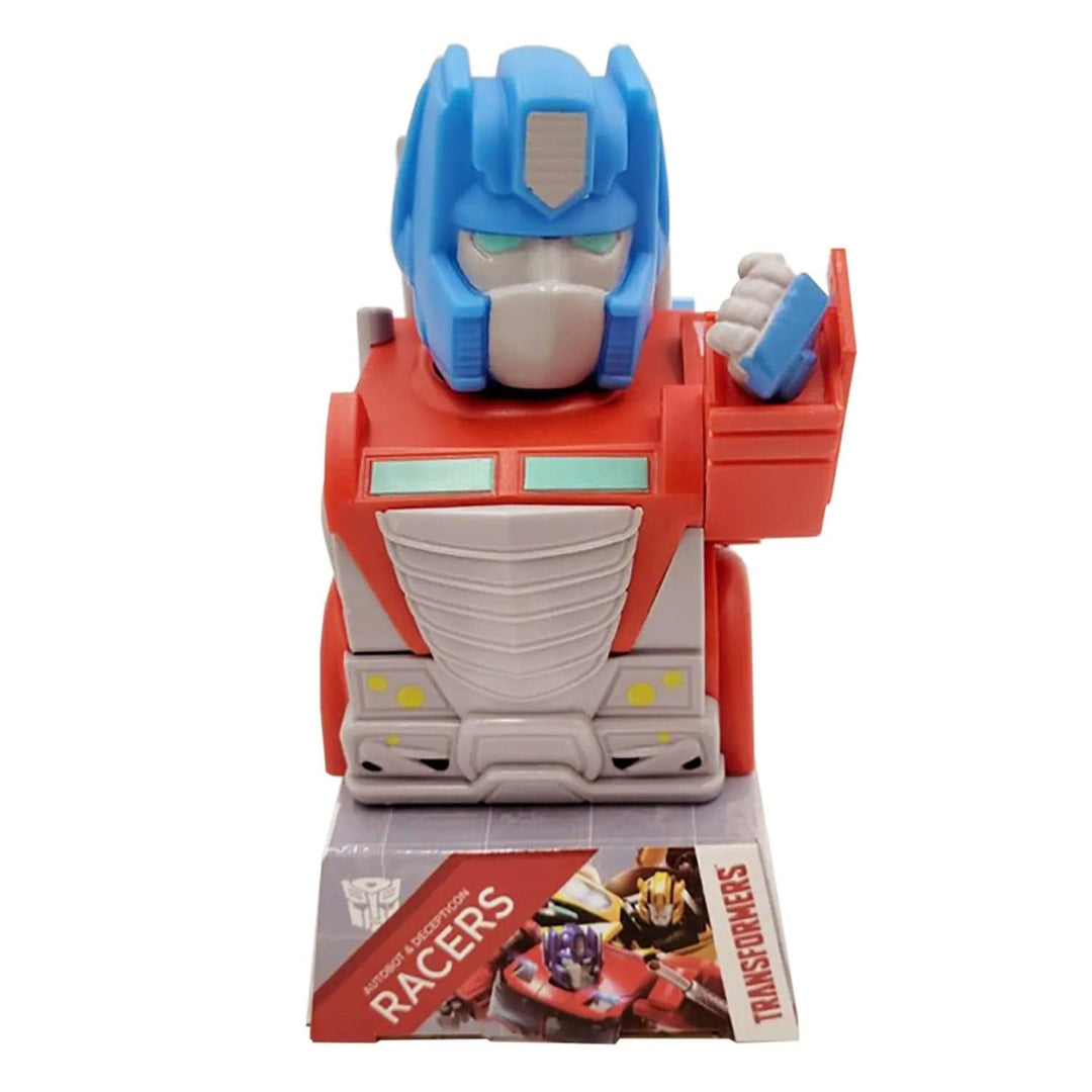 Face view of Transformers Optimus Prime pull back racer truck