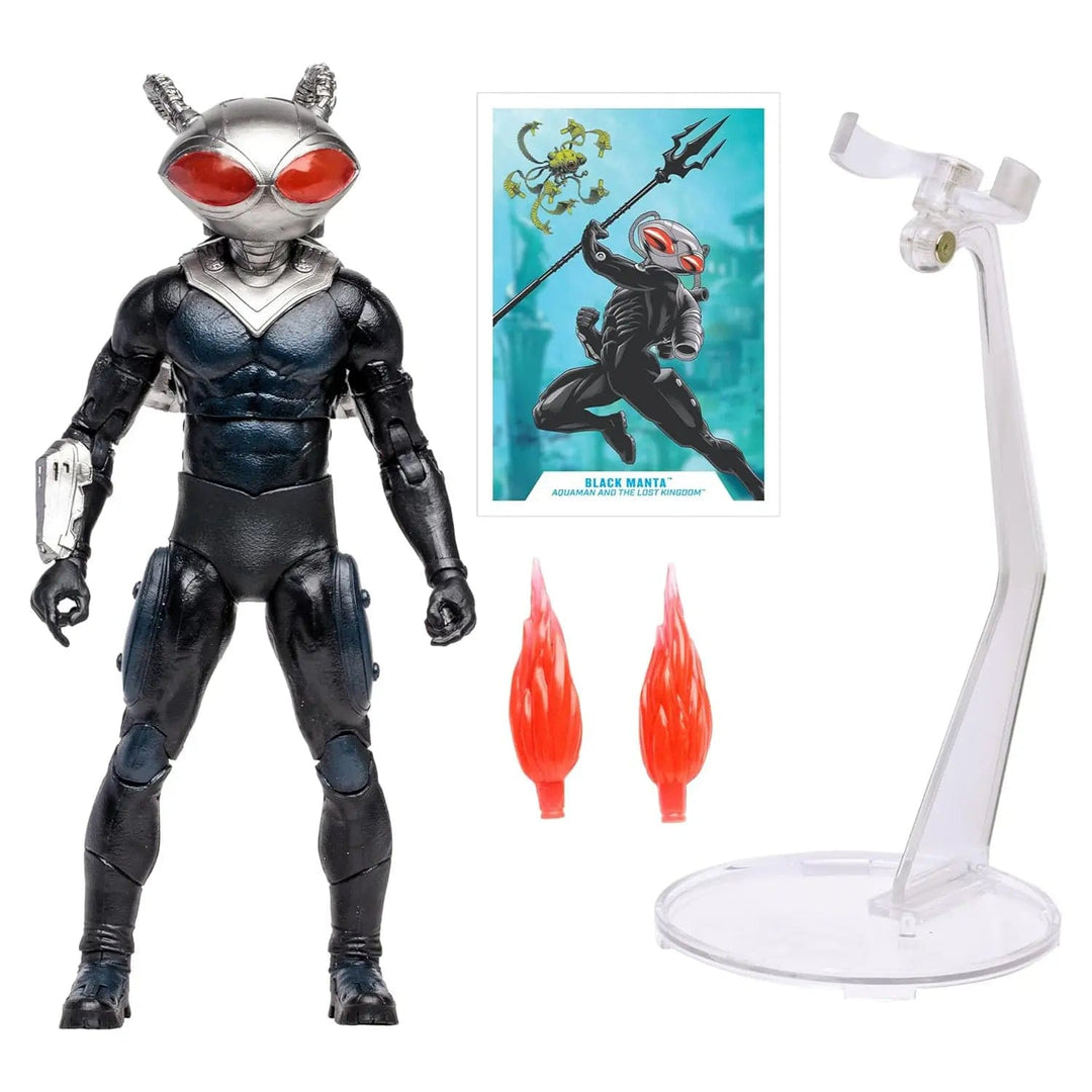 Back Manta from Aquaman collectible figure with stand, weapons and collector art card