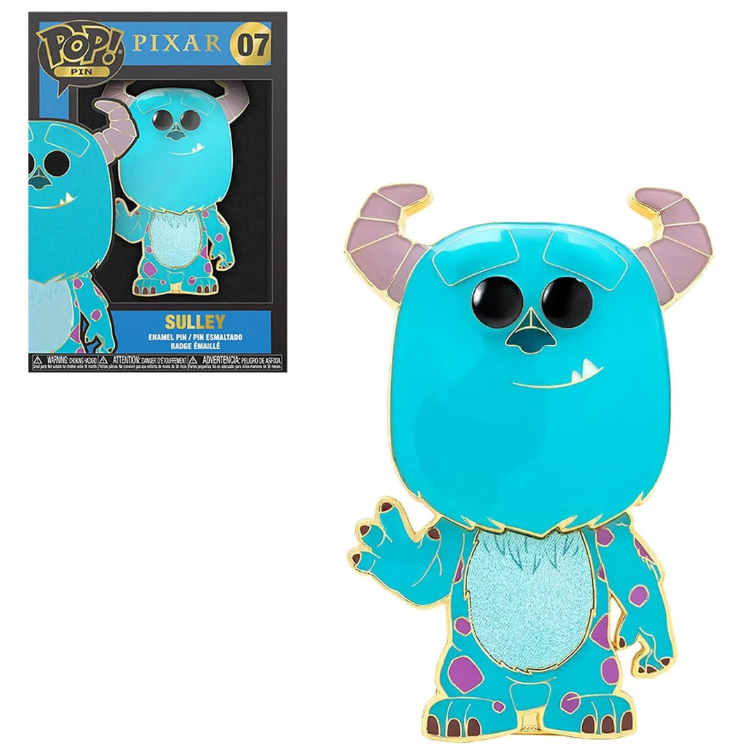 Monsters Inc Sulley Funko Pop pin with coloured enamel and removable stand