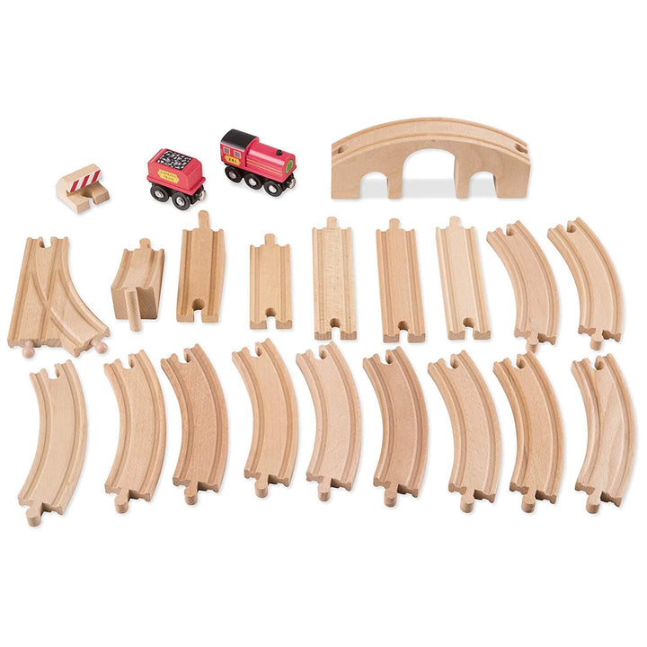 Melissa & Doug Train Set Wooden Figure 8 Track Bridge 22 Pieces