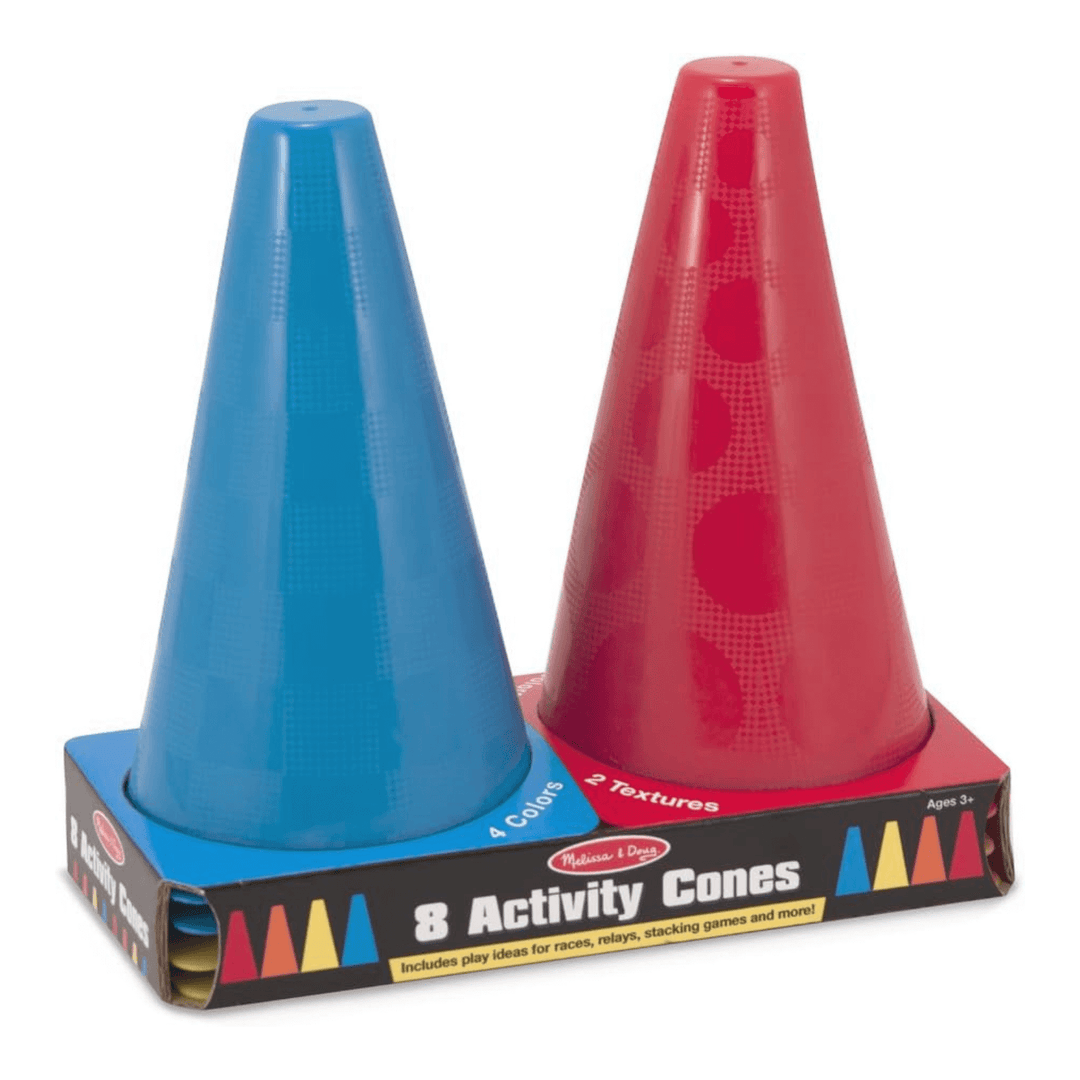 activity cones in cardboard packging side by side