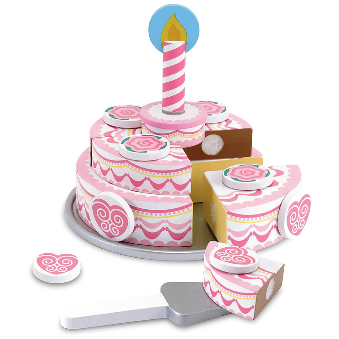 Melissa & Doug Wooden Triple Layer Party Cake Play Set 20 Pieces