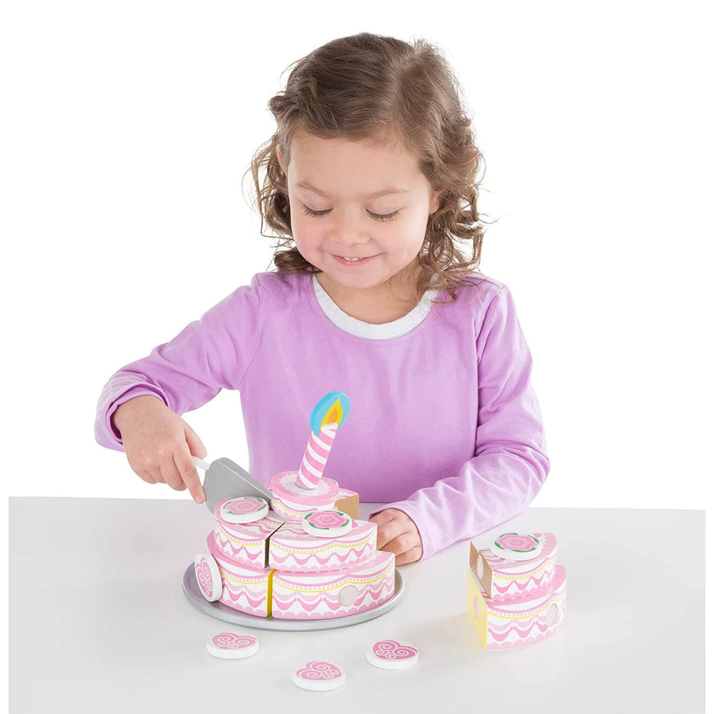 Melissa & Doug Wooden Triple Layer Party Cake Play Set 20 Pieces