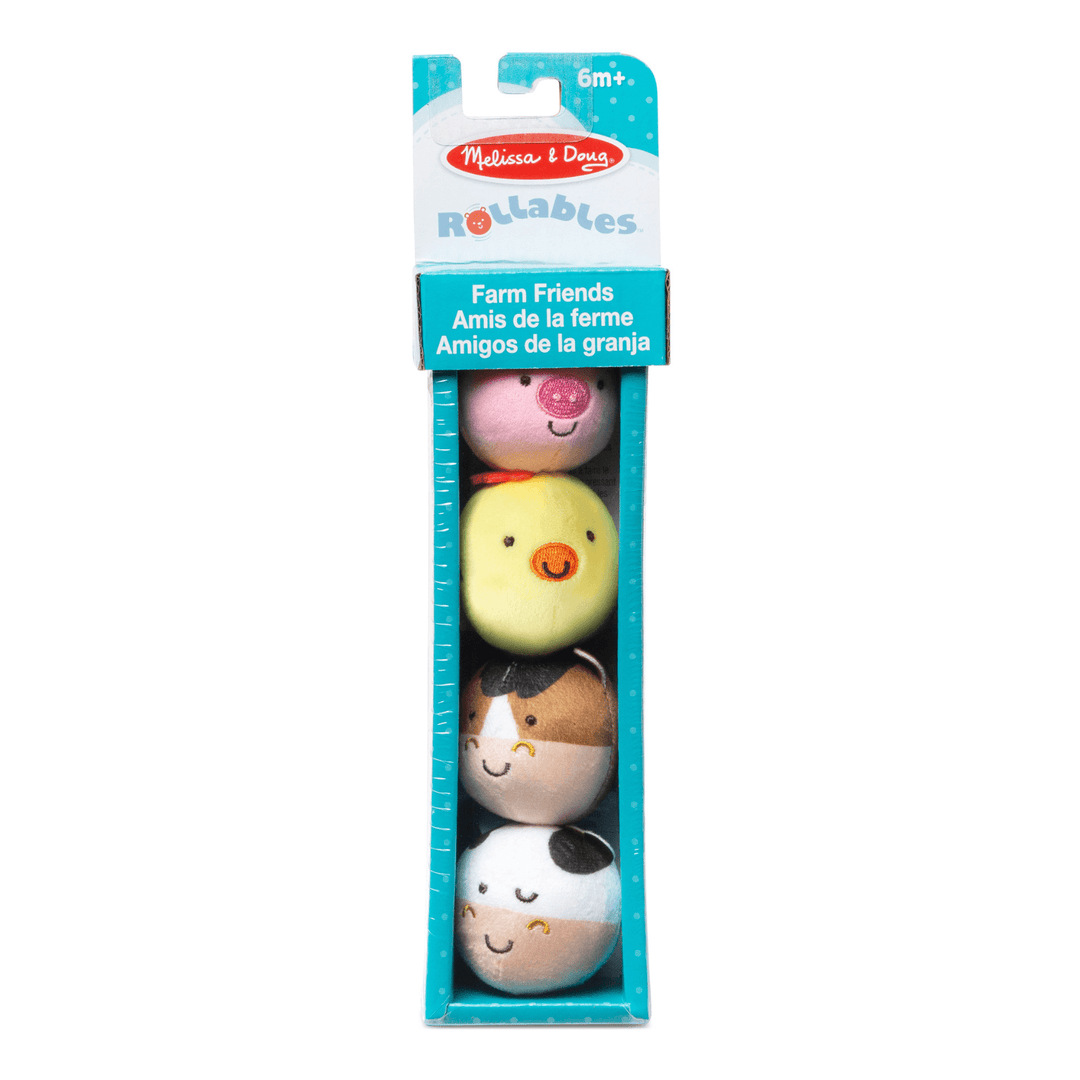 pack of 4 rollables farm friends in packaging with melissa & doug branding