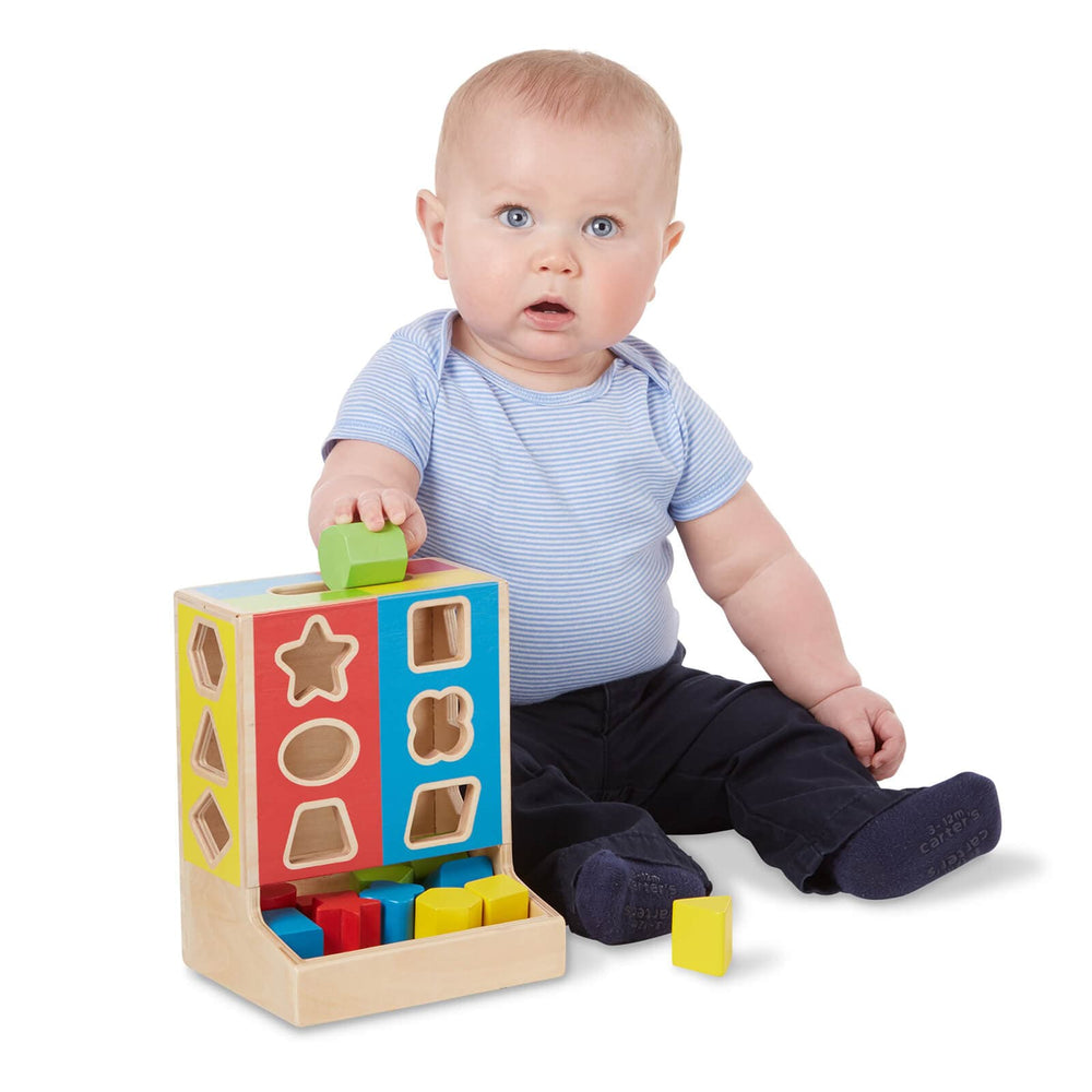 Melissa & Doug Wooden Shape Sorter 12 Colour Blocks 18m+