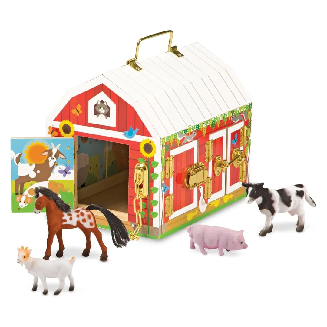 Melissa & Doug Wooden Latches Barn Play Set Farm Animals