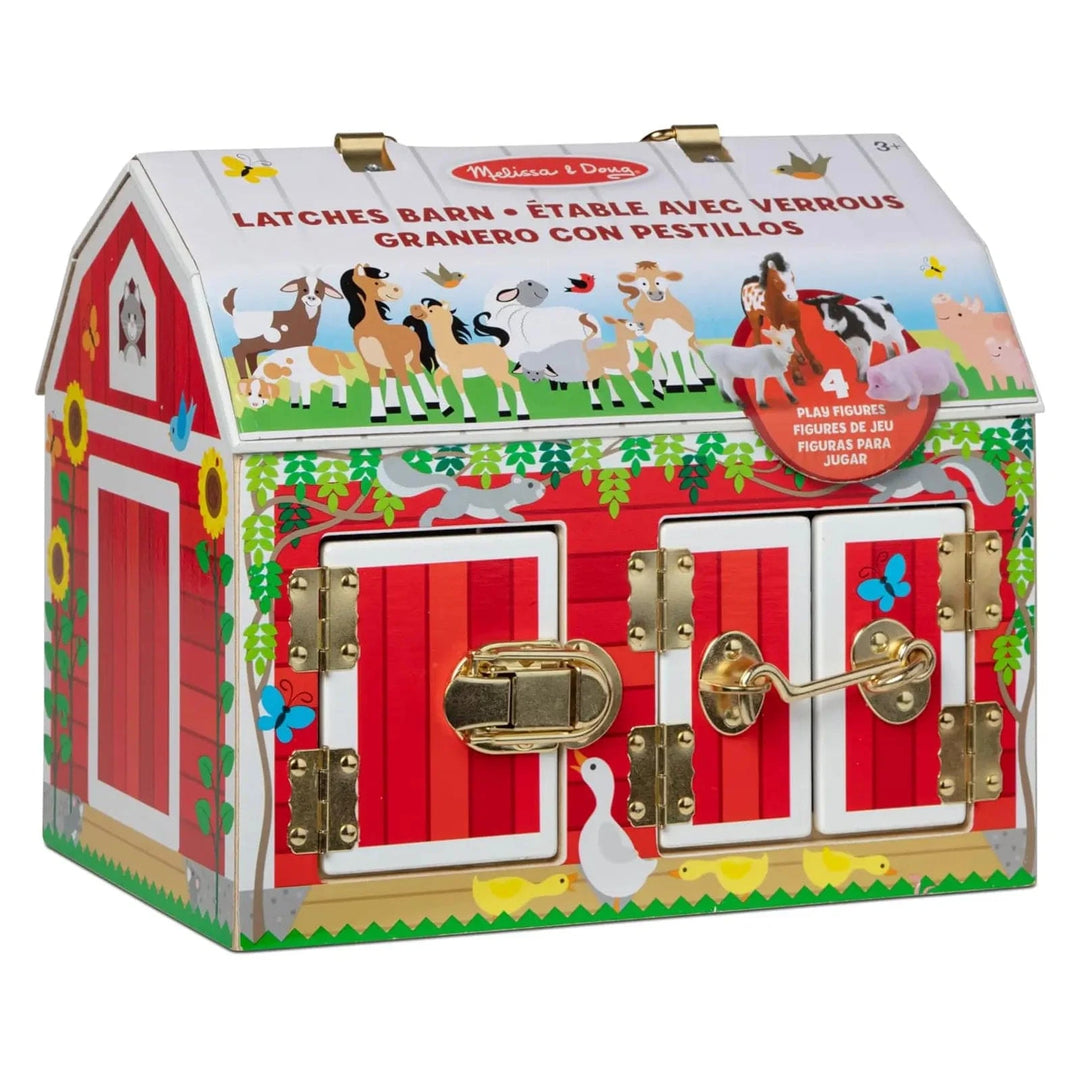 Melissa & Doug Wooden Latches Barn Play Set Farm Animals