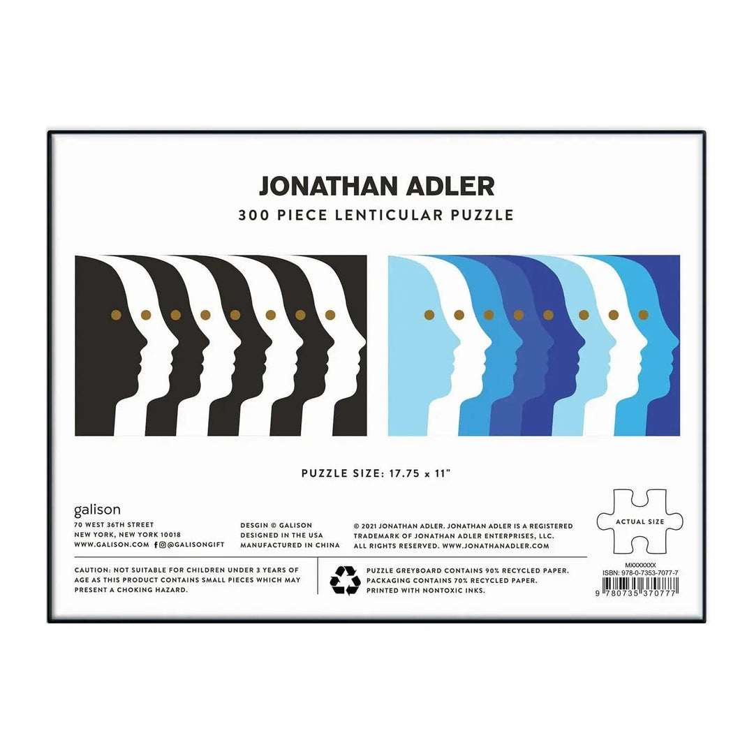 Back of the box of Jonathan Adler Atlas design 300 pieces jigsaw puzzle