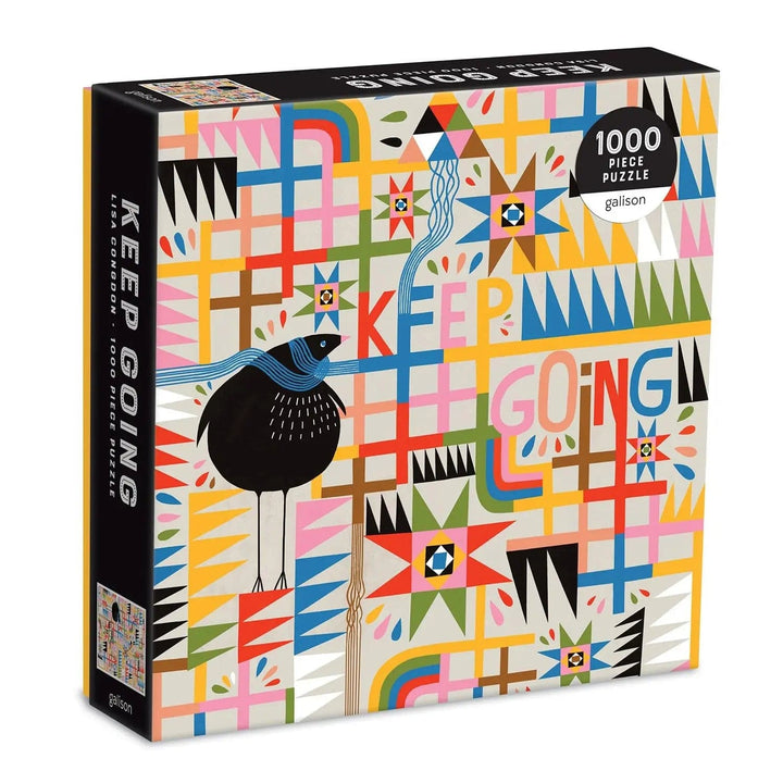 Keep Going 1000 piece jigsaw puzzle with bright geometric shapes