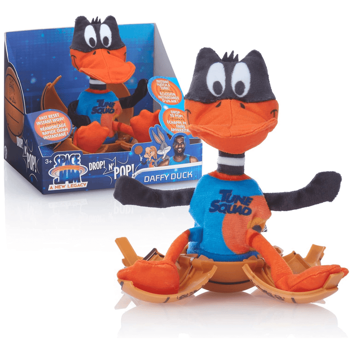 daffy duck pop n drop toy opened out in basketball