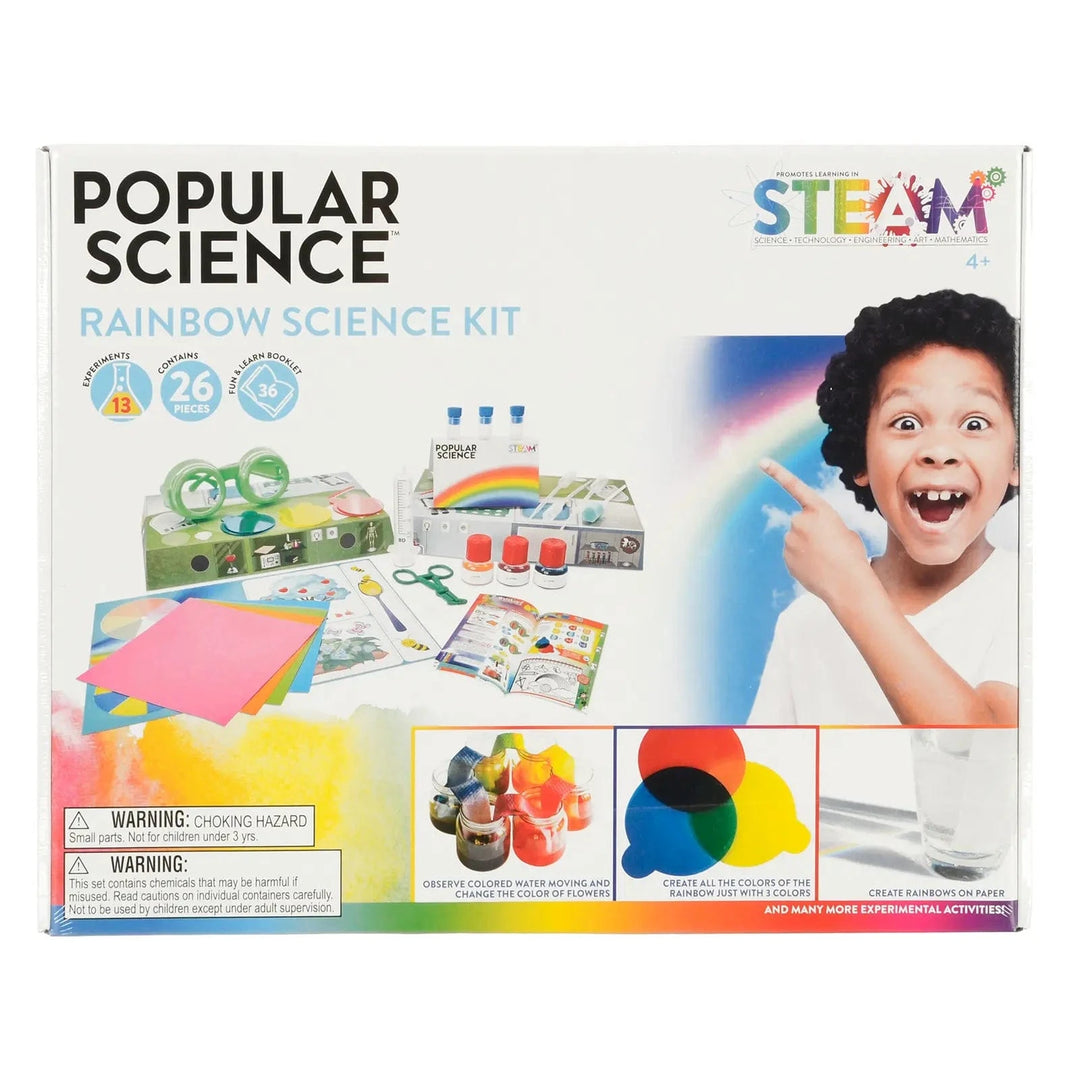 Popular Science Rainbow science kit in box wiht 26 pieces ad 13 experiments