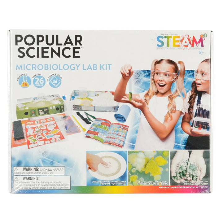 Popular Science Microbiology Lab Kit with 26 pieces to create 15 experiments