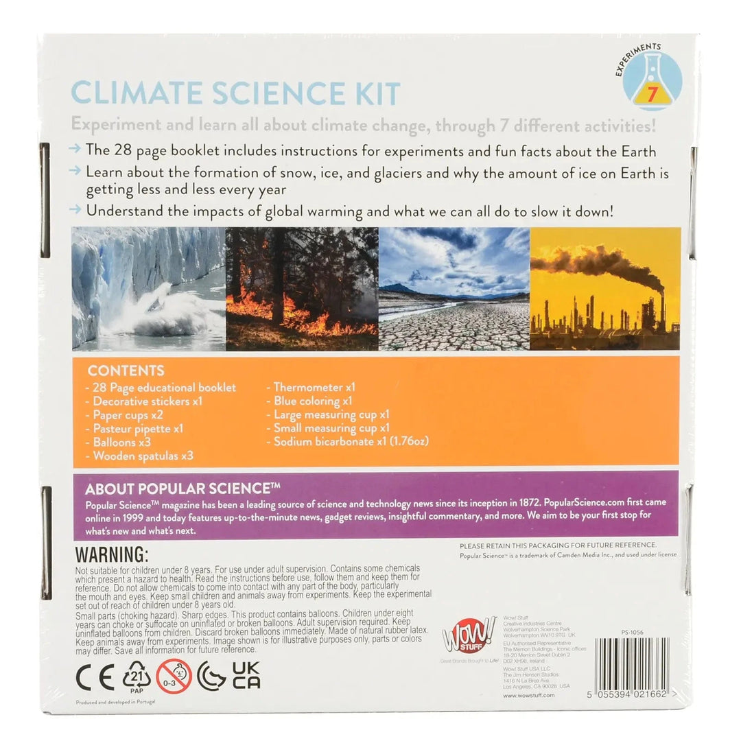 Back of the box of Popular Science Climate Science Kit for kids