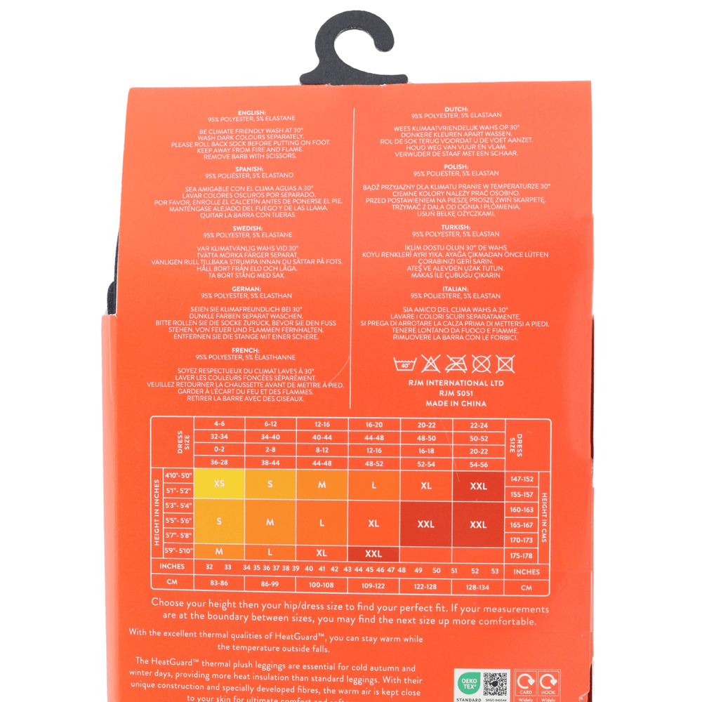 back view of box showing size chart details