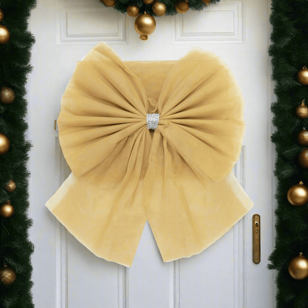 Festive Door Bow Christmas Decoration Home Silver Gold