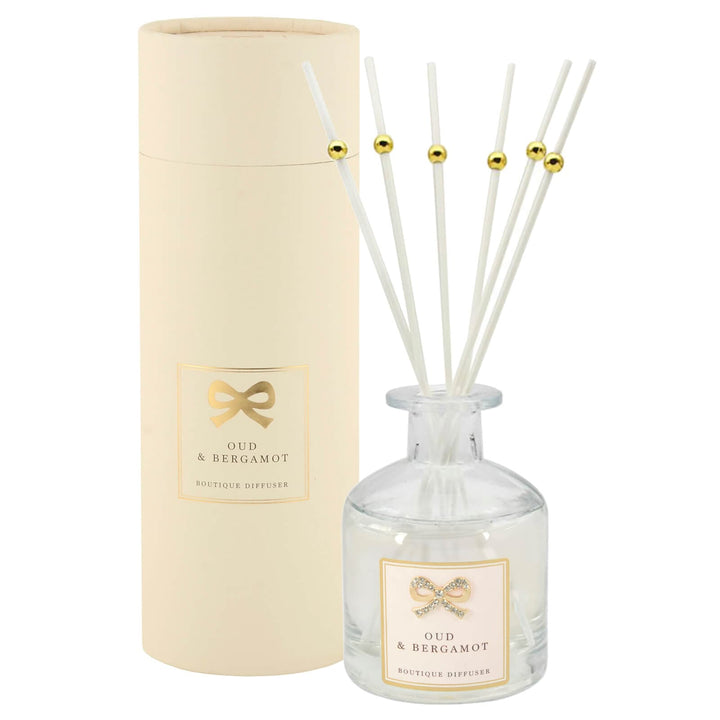 Boutique Diffuser Clear Glass Diamante Bow Home Fragrance 200ml