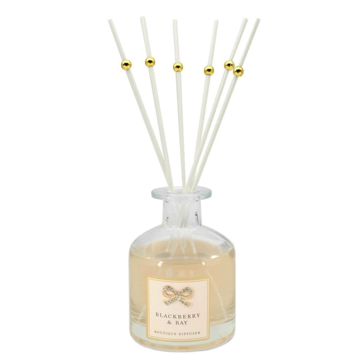 Boutique Diffuser Clear Glass Diamante Bow Home Fragrance 200ml Blackberry & Bay