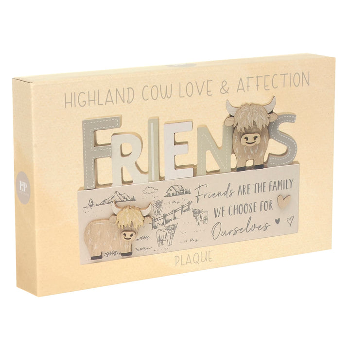 Box packaging for Highland Cow Friends quote wooden plaque