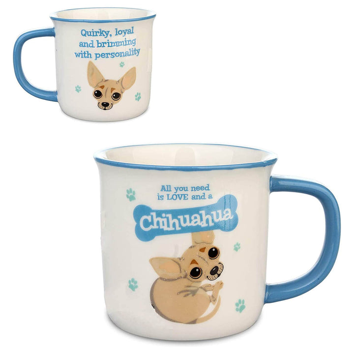 Wags & Whiskers Dog Mug Novelty Design Slogan Stoneware Chihuahua