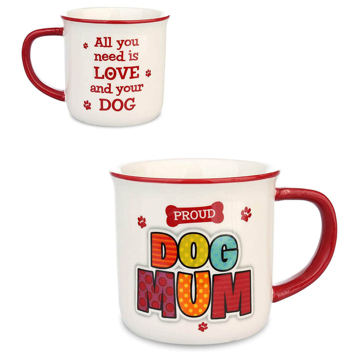 Wags & Whiskers Dog Mug Novelty Design Slogan Stoneware Proud Dog Mum