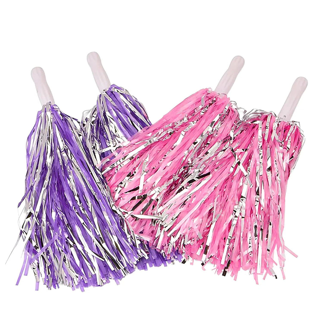 pink and purple pairs of cheerleading pom poms for dress up fun