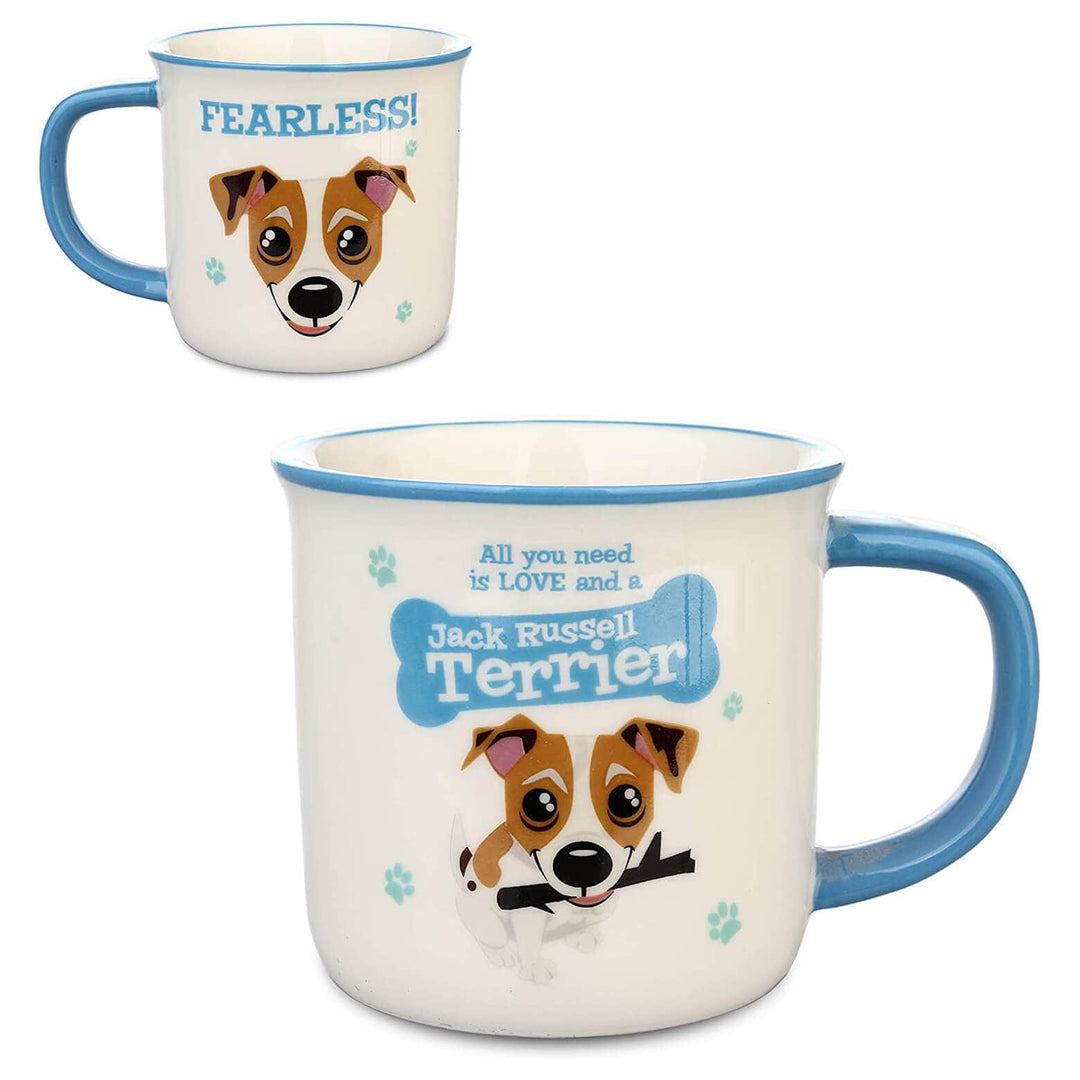 Wags & Whiskers Dog Mug Novelty Design Slogan Stoneware Jack Russell Terrier