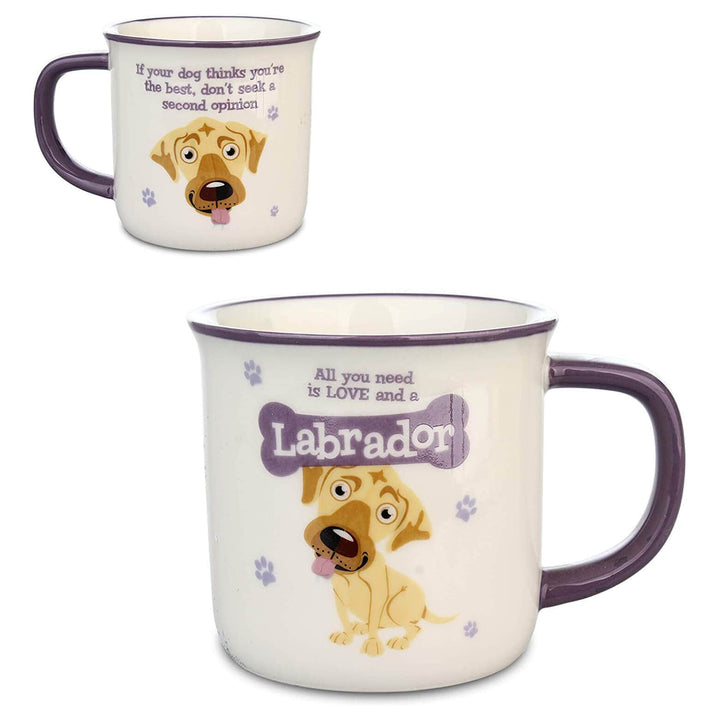 Wags & Whiskers Dog Mug Novelty Design Slogan Stoneware Labrador (Cream)