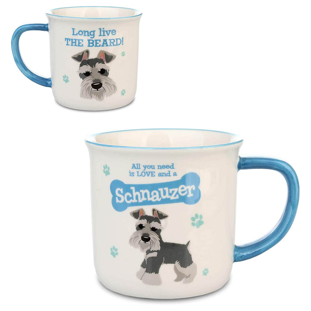 Wags & Whiskers Dog Mug Novelty Design Slogan Stoneware Schnauzer