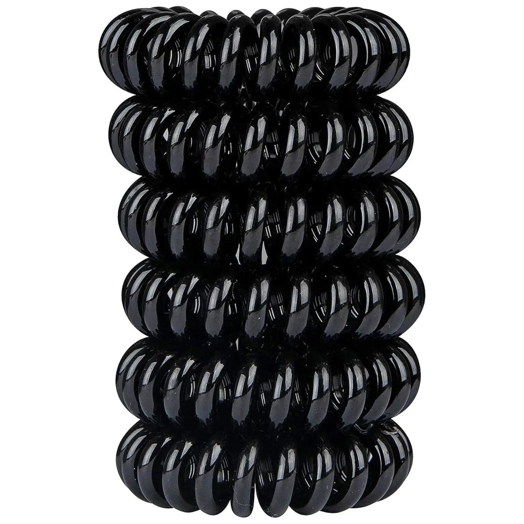 Stack of 6 black spiral Wonder Bobbles