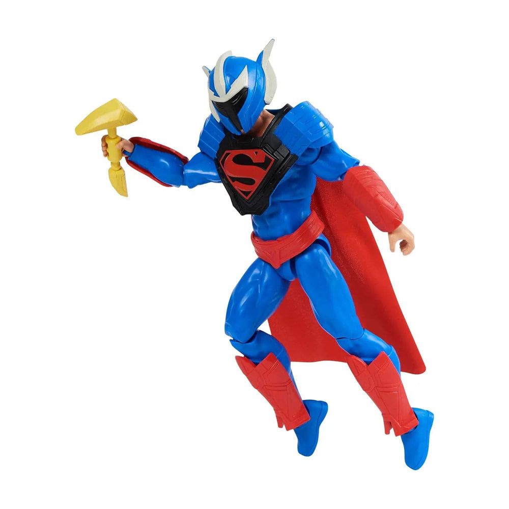 Superman action figure poses with battle armour accessories