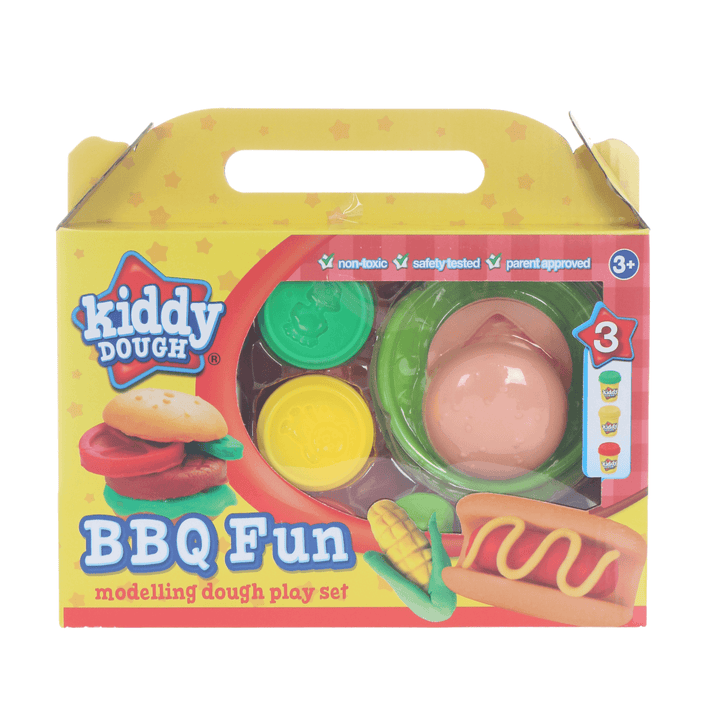 BBQ fun modelling dough set featuring carry handle with window showing box contents