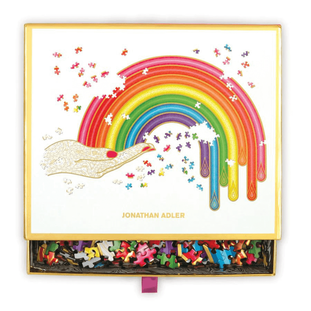 rainbow hand higsaw puzzle with drawer style storage box with ribbon pull tab