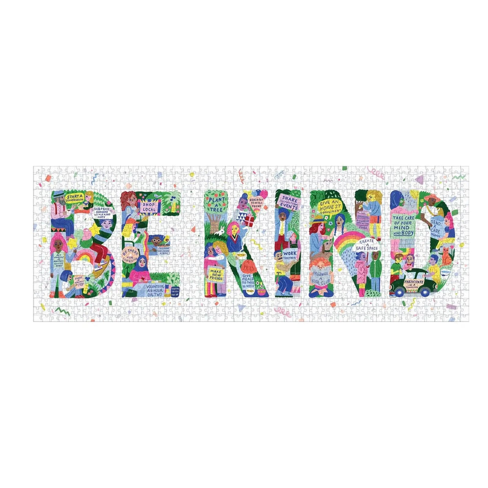 Completed Be Kind jigsaw puzzle with illustrations and quotes