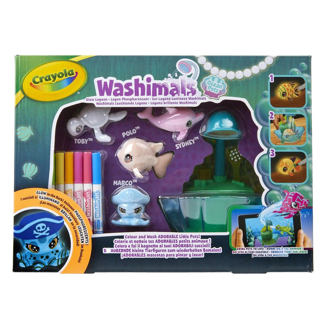 Crayola Washimals Ocean Pets Glow in the dark lagoon set to colour and wash