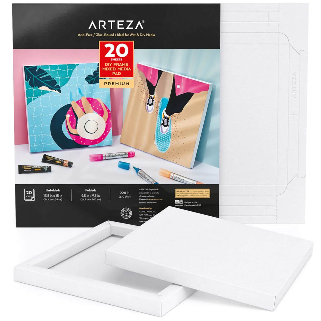 Arteza DIY Frame Mixed Media Pad White 20 sheets 34.4 x 38cm