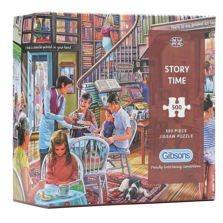 Story Time Jigsaw Puzzle Book Shop Cafe Children Dog 500 Pieces